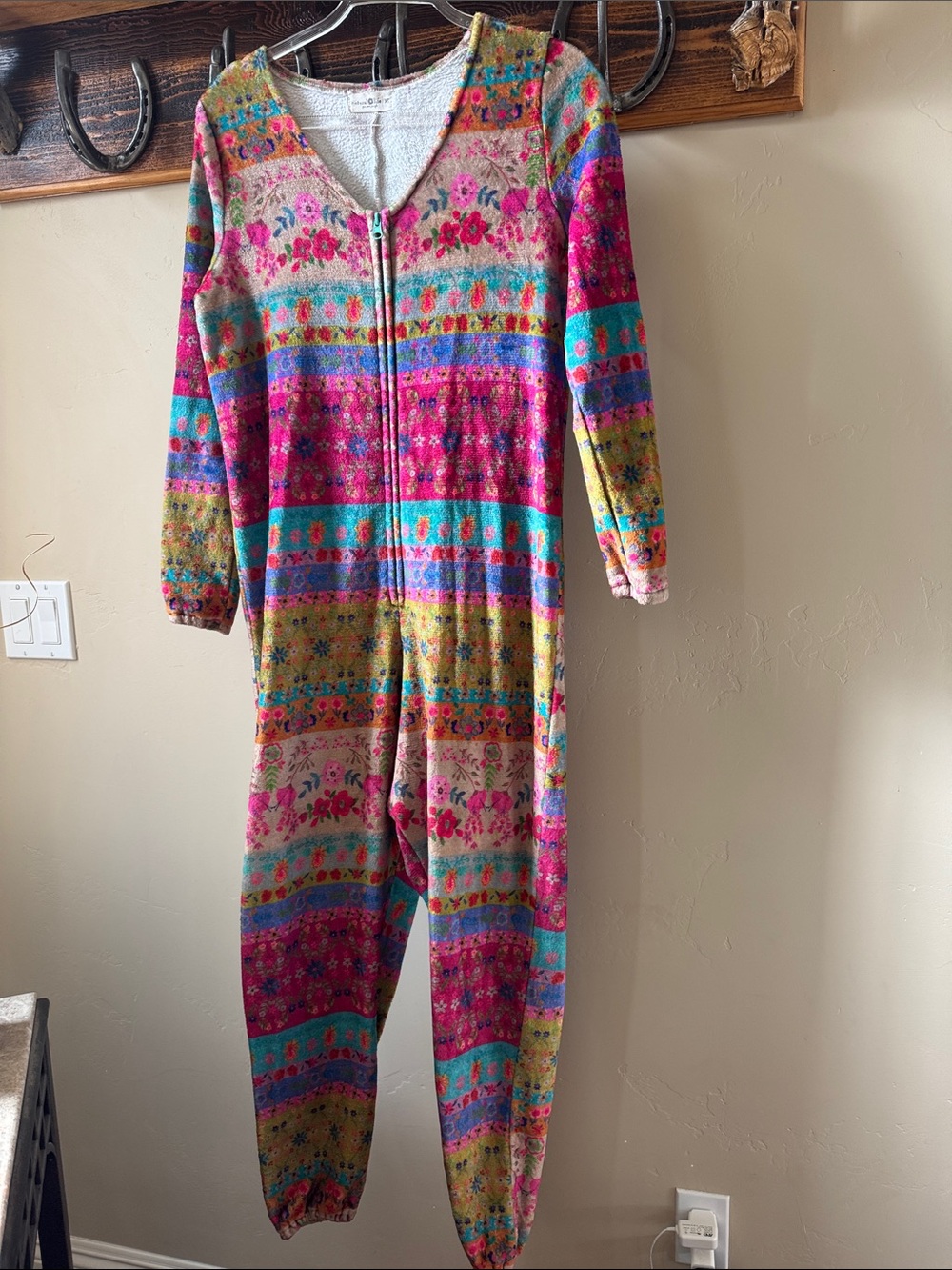 NATURAL LIFE Bright Multicolor Floral & Stripe Zip Romper